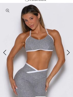Heather Gray Sports Bralette with White Trim Bombshell Sportwear (Set)